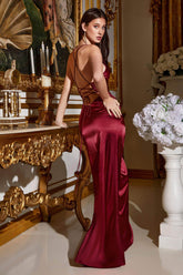 Metallic Drape Prom Dress
